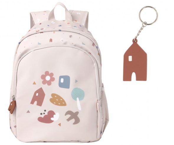 MOCHILA MEDIANA CON LLAVERO GEOMETRIC...