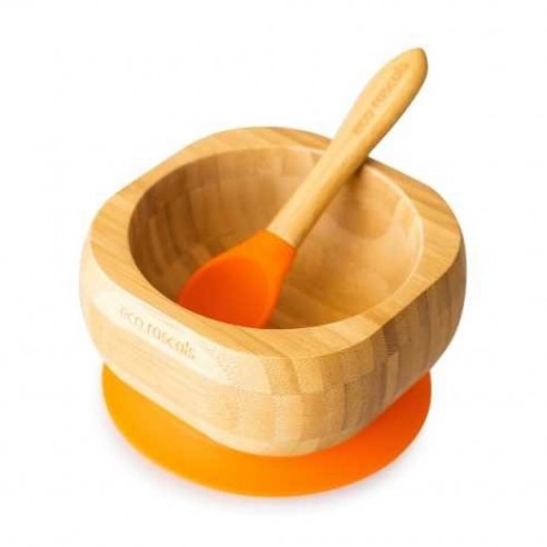BOL BAMBOO + CUCHARA NARANJA ECO RASCALS