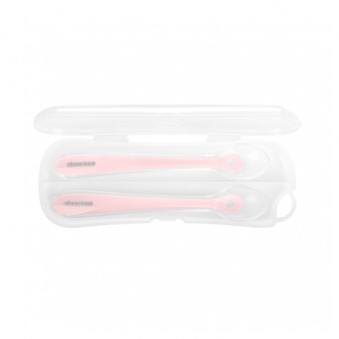 CUCHARAS SILICONA ROSAS CON ESTUCHE...