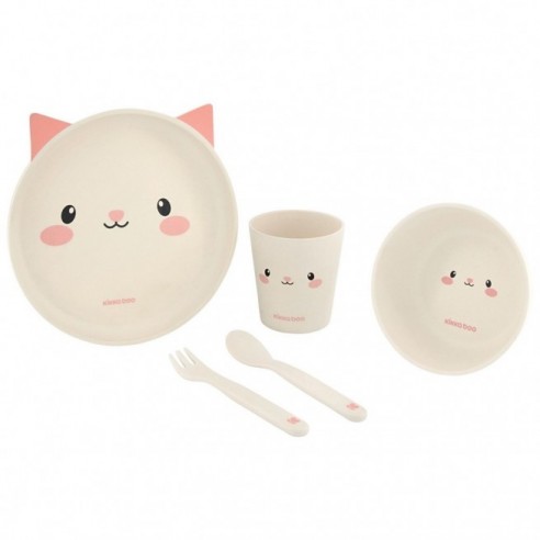 VAJILLA BAMBÚ CAT ROSA KIKKA BOO